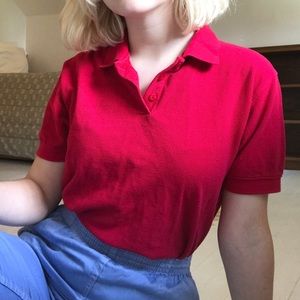 CLEARANCE red button up polo shirt